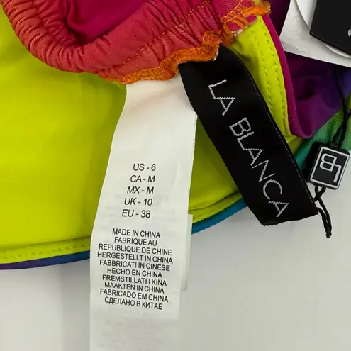 La Blanca Bikini Top Size 6 Setting Sun Tassel Ombre Multi Swim NWT String Pool