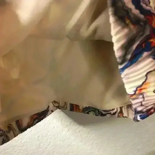 Leith  Pink Multi Pastel Wavy Abalone Print Stretch Ribbed Skirt sz large…