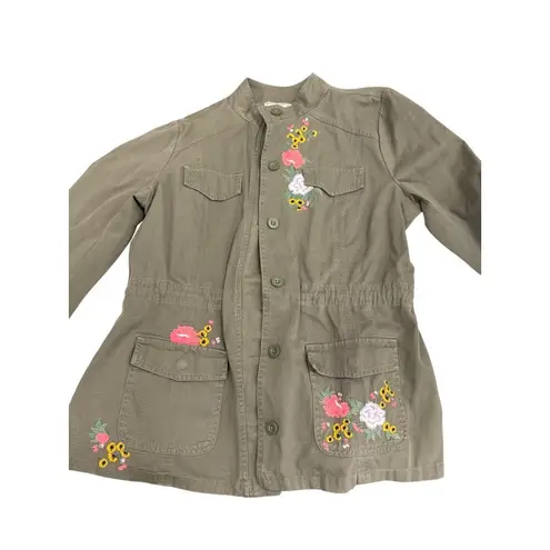 Ruff Hewn Womens Military Green Embroidered Cotton Jacket L SKU 7816