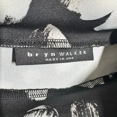 Bryn Walker Top Women XXS Black White Abstract Cowl Neck Art to Wear Lagenlook