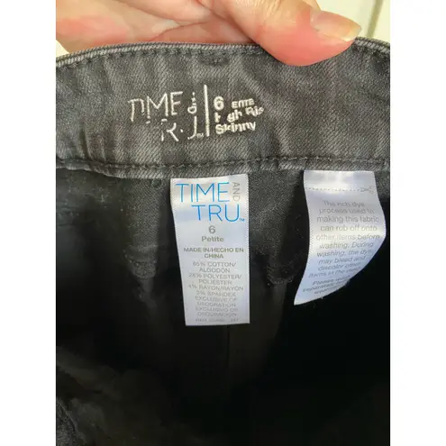 Time & Tru Womens Jeans Sz 6 Petite Black High Rise Skinny Denim 5 Pocket Style