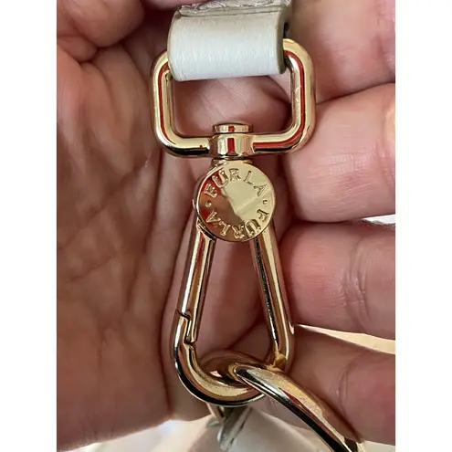 Furla Cream Leather Crossbody Shoulder Bag Flap Zip Closure Gold Hardware