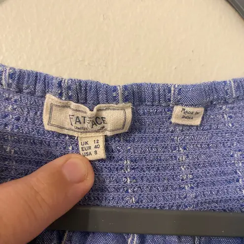 Womens FatFace Blue White Chambray Pullover Blouse Size 8