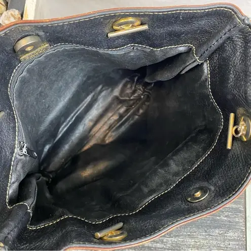 Bally Vintage Leather Black & Brown Two Tone Bucket Shoulder Handbag