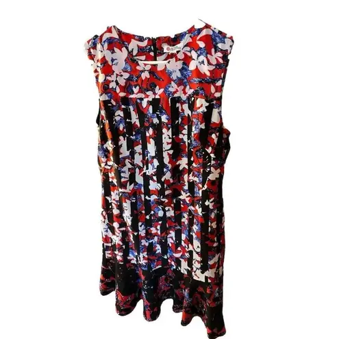 Peter Pilotto Womens Floral Crepe Sheath Dress F16826606 Fluted Hem Black Red Size M