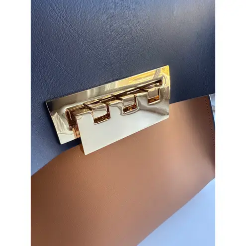 ZAC Zac Posen Eartha Medium Colorblock Leather Top Handle Satchel Bag Blue