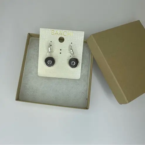 Saachi Matte Silver and Black Glass Earrings