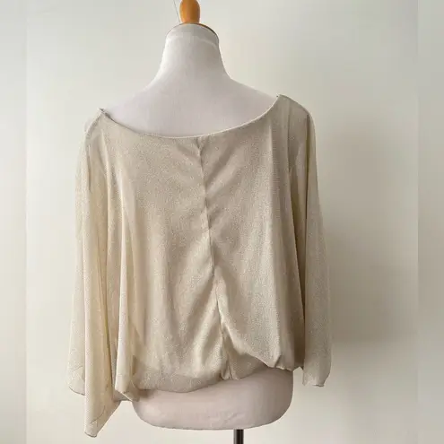Arden B Sparkly Blouse Slouchy Top batwing Gold Metallic Nude boat-neck size S