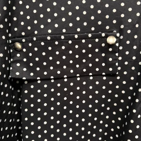 Black and White Polka Dot Zipper Front Long Sleeve Top Size by Luckymore 2XL