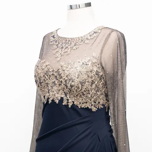 XScape - Embellished Illusion-Bodice Ruched Gown