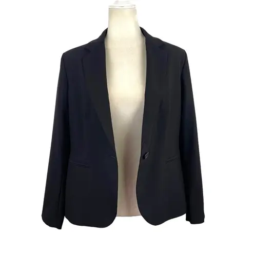 ZARA  Single Breasted Black Long Classic Fit Blazer Jacket Shoulder Pads Size 10