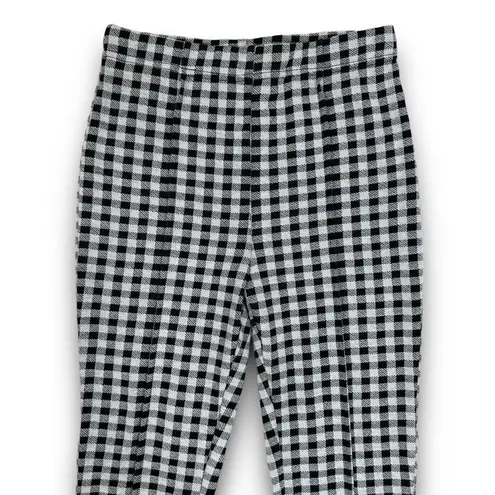 Mittoshop Womens Gingham Check Stretch Flare Pants High Waist Black White Small