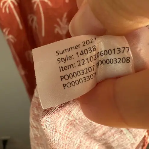 Marine layer Emlyn Midi Wrap Dress Hemp Blend Palm Print Bruschetta Sz M Coastal - Image 9