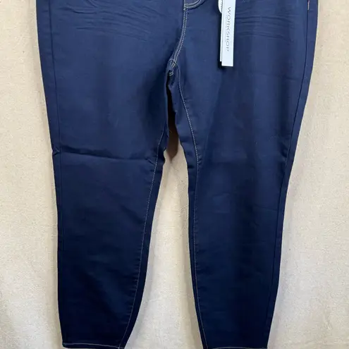 Workshop Republic Clothing WORKSHOP Republic Jeans Sz 14 Dark Blue Skinny Ankle Stretch Contrast Stitching
