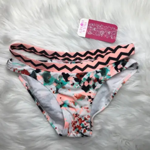 Hula Honey Contrast Pink Bikini Bottom Cut out XL