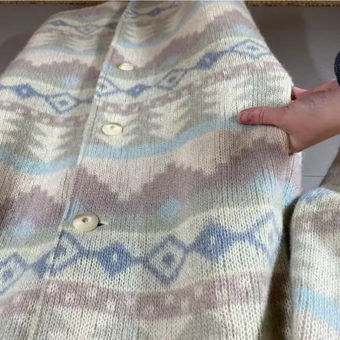 Vintage Icewear Wool Coat Pastel Aztec Southwestern Made in Iceland size small Tan