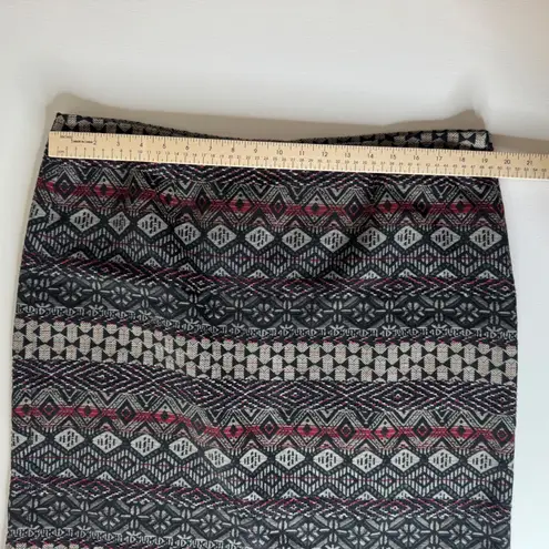 J Jill Womens Aztec Pencil Skirt Size Large Festival Career Office Boho Chic Black