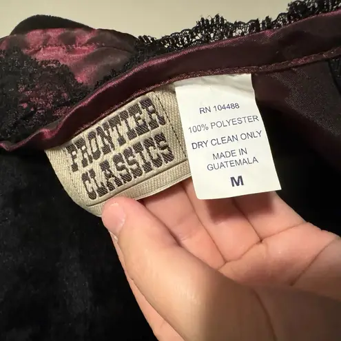 EUC Frontier Classics Red and Black Lace Western Zip Up Vest size medium