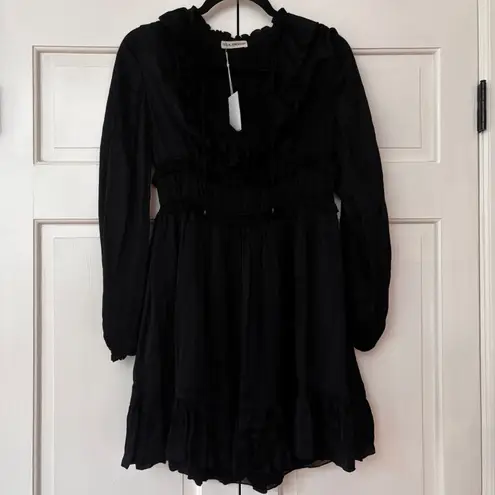 Ulla Johnson NEW Callista Silk Mini Dress Size 4 Black Long Sleeve Ruffle NWT