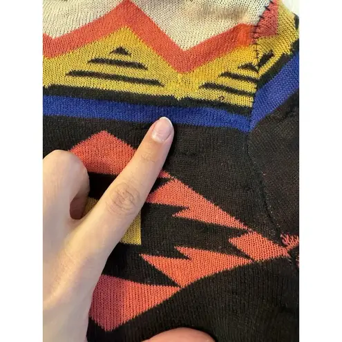 Tribal Pattern Cardigan Multi Color Asymmetrical Women's Aztec