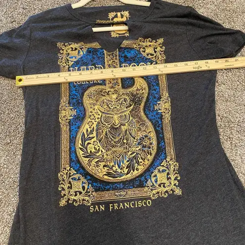 Hard Rock Cafe Hard Rock Couture Metallic Gold Guitar Logo San Francisco Graphic Tee Shirt