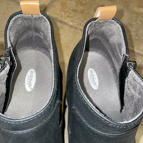 Dr. Scholl's Bianca Vegan Leather Wedge Ankle Boots Shoes Womens Size 9M Black