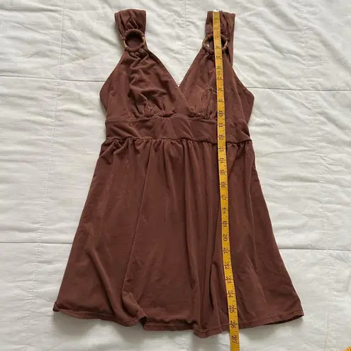 Ella Moss Brown babydoll top with bamboo circle detail straps Size medium