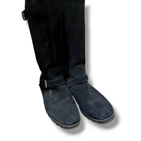 UGG Sherpa Lined‎ Suede Boots Women's 8.5 Black Buckle Mid Calf Winter Warm thumbnail 3