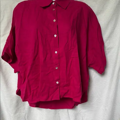 Ming Wang Pink Boxy Button Down Blouse