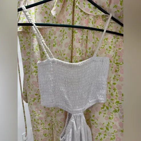 Faithfull the Brand Tayari cutout shirred linen midi dress