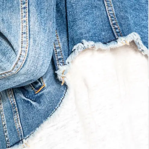 Silver Jeans Silver Jean Company Women’s Shelby Cropped Denim Distressed Frayed Jacket S