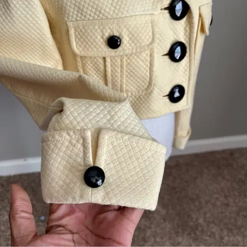 RICKIE FREEMAN FOR TERIJON | Vintage Yellow Cropped Textured Blazer Jack… Size 2