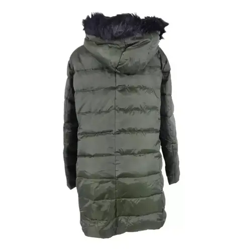 Ralph Lauren Lauren  Womens Down Puffer Coat Long Size XL Green Hooded Fur Trim