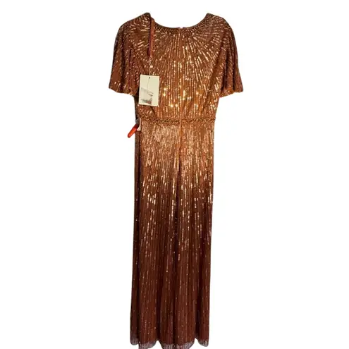 Mac Duggal  5538 Butterfly Sleeve Sequin Copper Dress Size 6 New w/ Tag MSRP $598