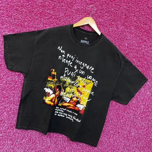 Ripple Angel Painting Mineral Wash Cropped Tshirt size Extra Large