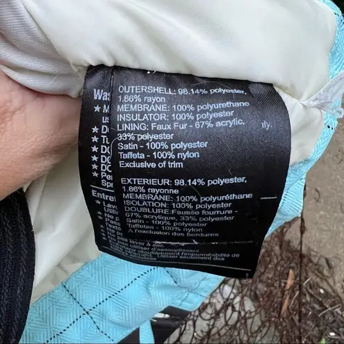 Burton Dream DryRide blue plaid faux fur lined snowboard coat jacket