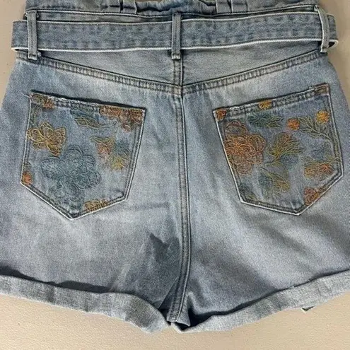Driftwood New sz 29/8 paper bag high rise belted floral embroidered shorts