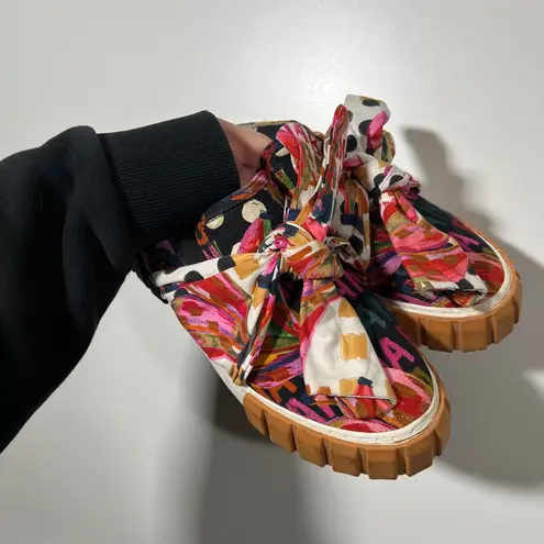 Farm Rio Bananatic platform mule sneaker slip on polka dot bow tie size 9