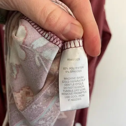 Derek Heart Mauve Pink Floral Border Print Cold Shoulder Long Sleeve Shift Dress