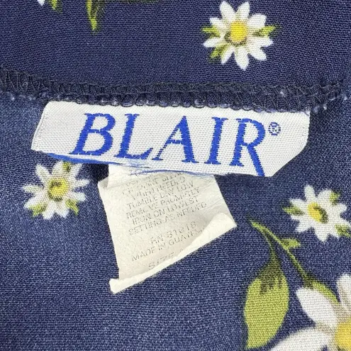Blair Vintage Dress M Daisy Ditsy Floral Midi Tie Back Shirt Dress Pockets Modest