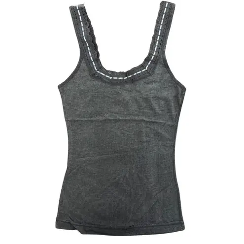 FP FREE PEOPLE INTIMATELY Only You Tank Lace Ribbon Square Neck Gray NWT Medium