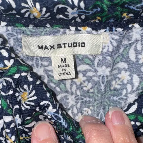 Chic Sleeveless Patterned Midi Dress in Blue and Green Size M