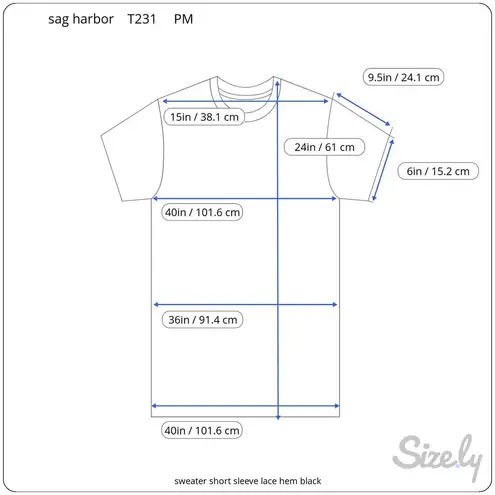 Sag Harbor sweater short sleeve lace black square neck