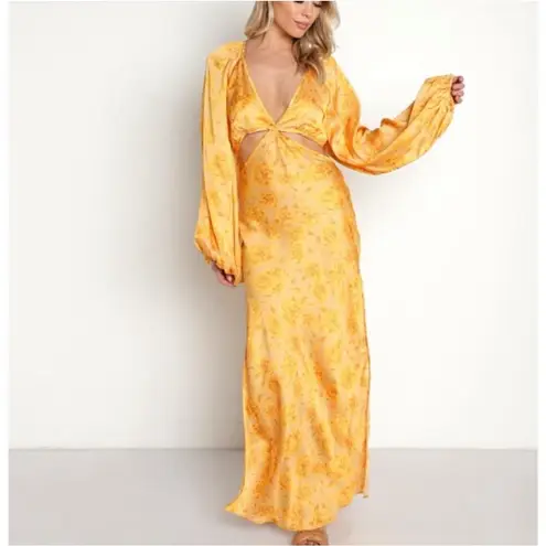 Jen's Pirate Booty Jen's‎ Pirate Booty Yellow Electro Floral Sonora Cutout Maxi Dress Sunshine Sz M
