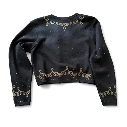 Embroidered/Beaded Open Cardigan Sweater Black Size M