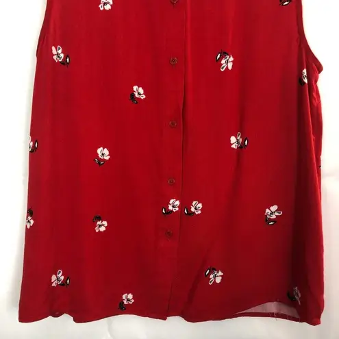 Popsugar  I Red Floral Sleeveless Top 100% Rayon