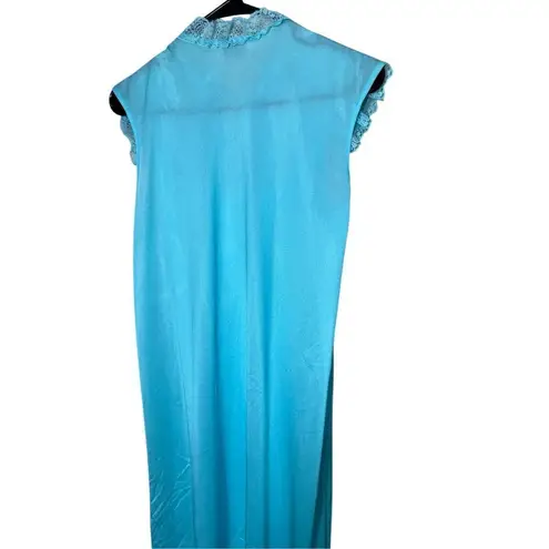 Vintage Rikki New York House Dress Muu Muu Sleep Gown Blue Medium