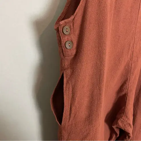 Overalls Slouchy Kaya Wear Relaxed Fit Brown Women Sz Medium Rolled Cuff Cotton