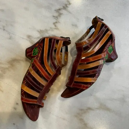 Elite by Corky's St. Martin Brown Leather Gladiator Strappy Heel Sandals Size 8