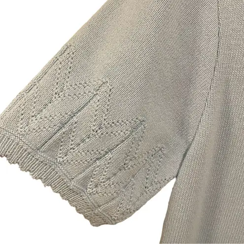 Nikki Vintage Blue Floral Embroidered Cottagecore Grannycore Knit Sweater Top Size M